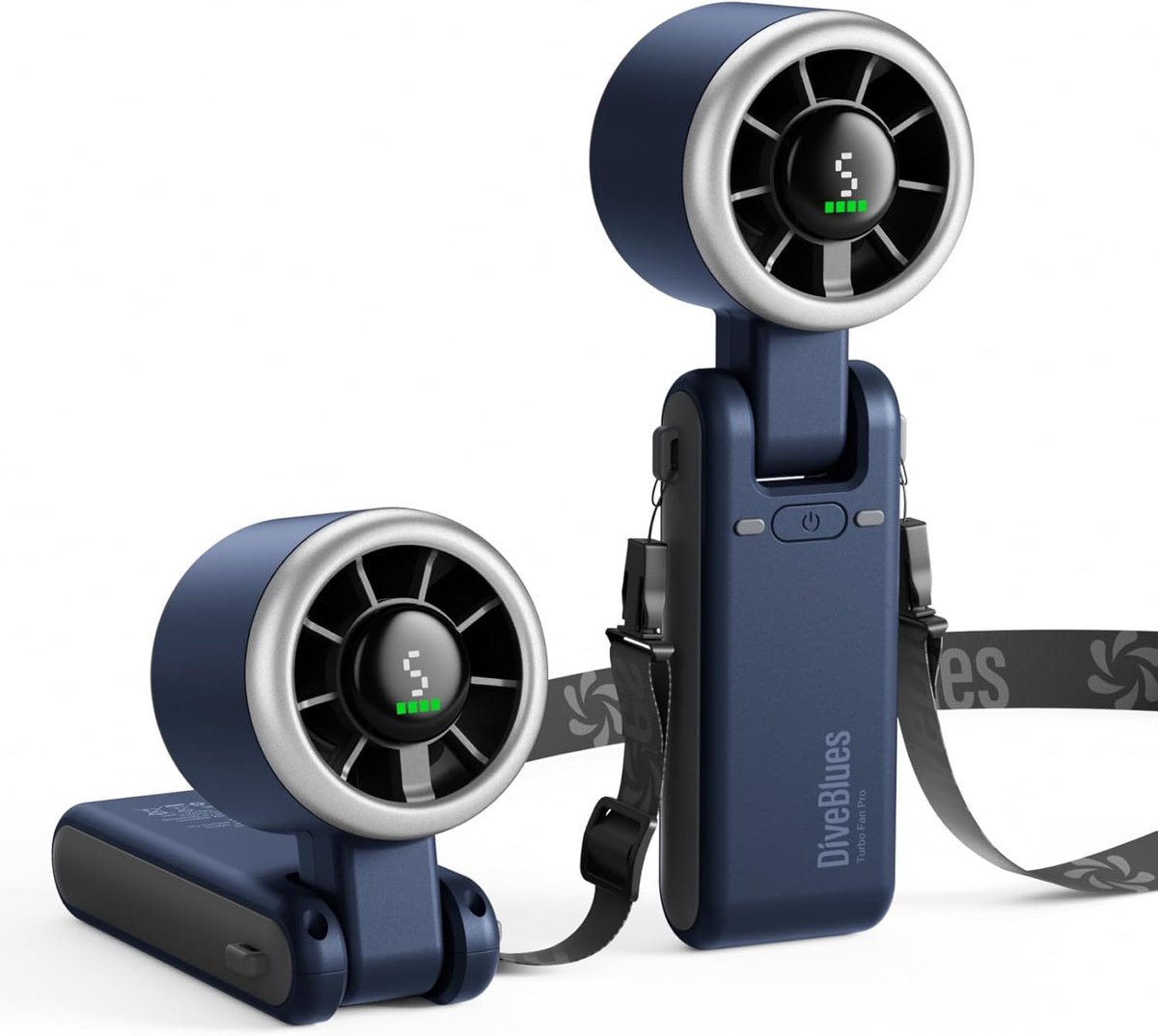 SnelShoppen - Diveblues Turbo Handventilator, 9 m/s Hoge Snelheid, 5-Traps Wind, Oplaadbare Mini Ventilator, 3-in-1 Hand- & Hals- & Tafelventilator, T