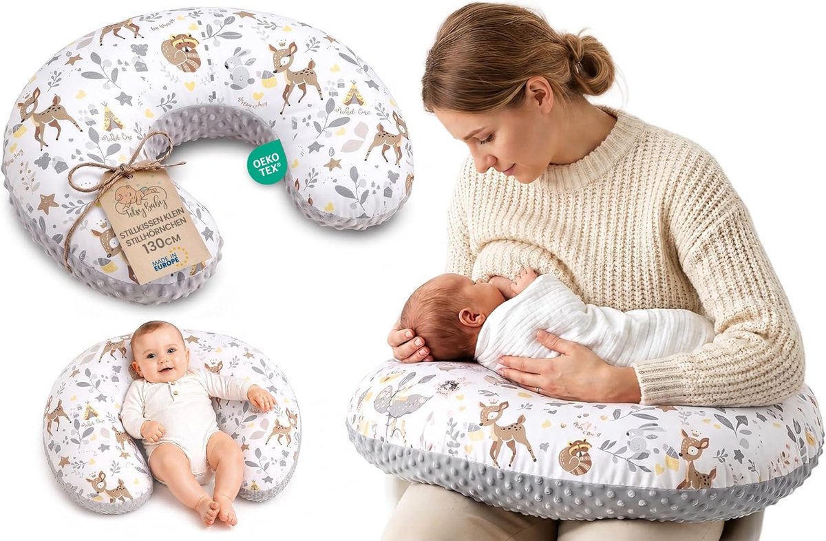 Zorgkussen 130 cm C-vorm - Afneembare Minky Hoes - Ergonomisch en Wasbaar - Ideaal voor Borst- en Flesvoeding - ShopVlot