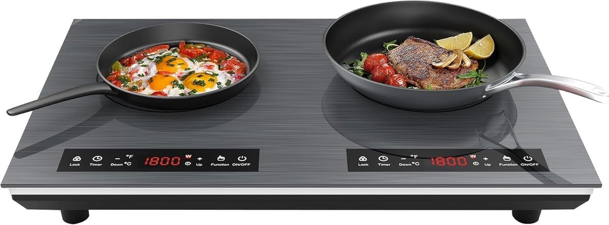 Inductiekookplaat - Dubbel Kookveld - 3600W - 10 Warmtestanden - Touchbediening met Kinderslot