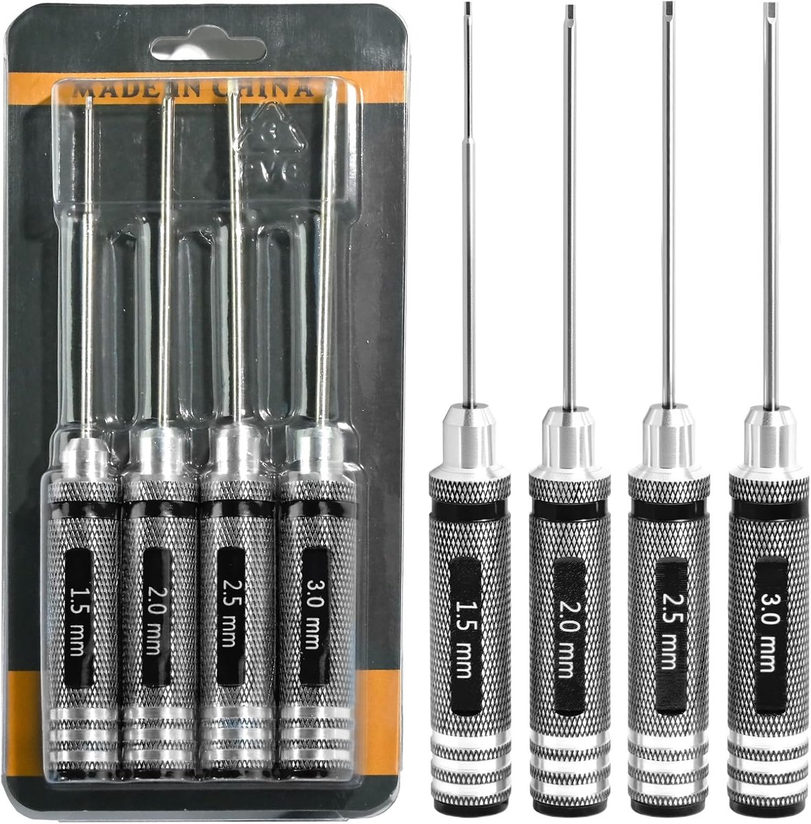 SnelShoppen - 4pcs Hex Socket Schroevendraaier Set 1.5/2.0/2.5/3mm, Aluminium Allen Sleutel Set, RC Gereedschap voor RC Auto, Drone, FPV Racing, Helic