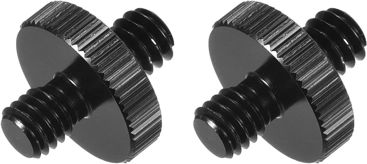 2 stuks microfoonstandaard-adapter 1/4 mannelijk naar M6 mannelijke schroefdraadadapter voor microfoonstandaard naar camerastatief-montageadapter