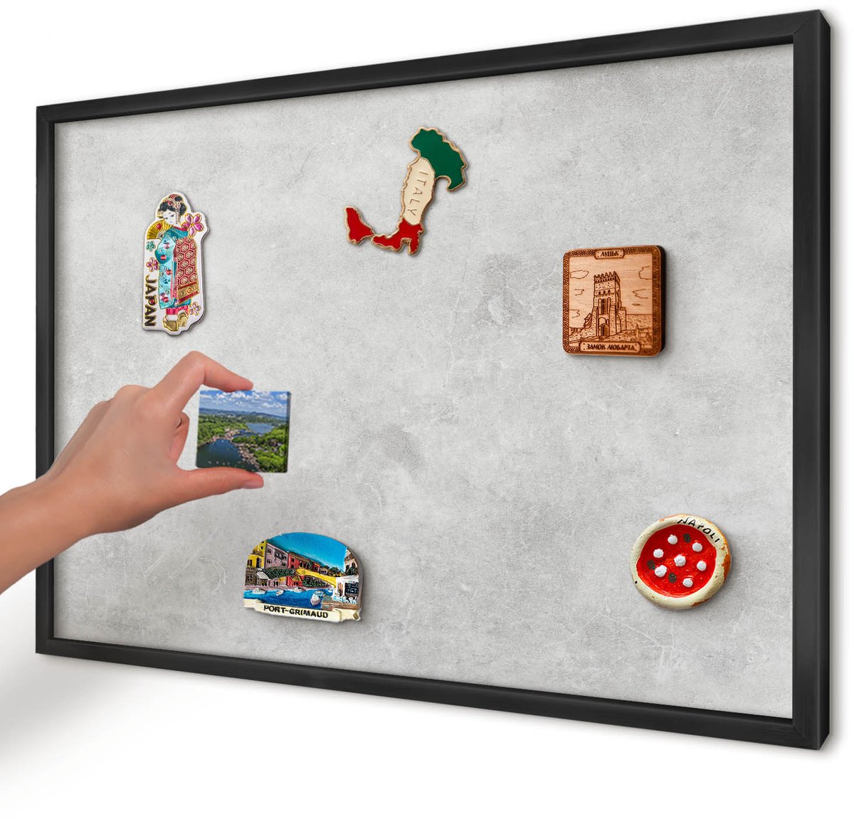 Artprintcave Grijs Magneetbord mit Zwart Frame - 60x40 cm - Grijze Elegantie Magnetisch Bord - Minimalist Magnetisch Bord Voor Magneten - Achtergronden En Patronen