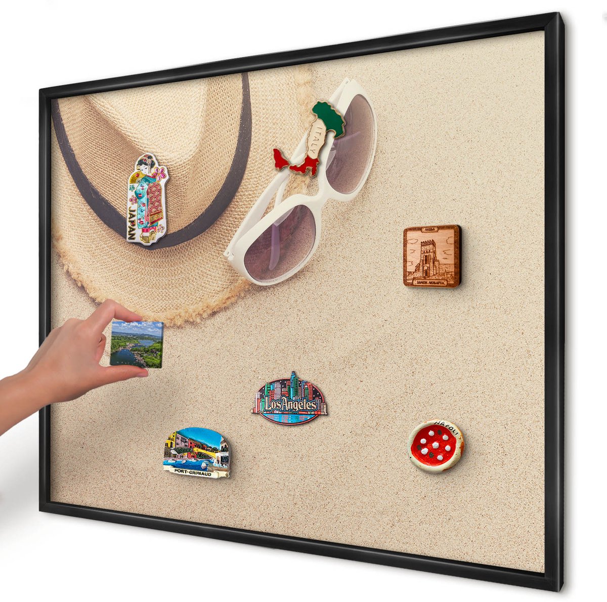 Artprintcave Beige Magneetbord mit Zwart Frame - 80x60 cm - Zomerstrand Magneet Bord mit Frame - Fotografisch Magnetisch Bord Voor Magneten - Reis