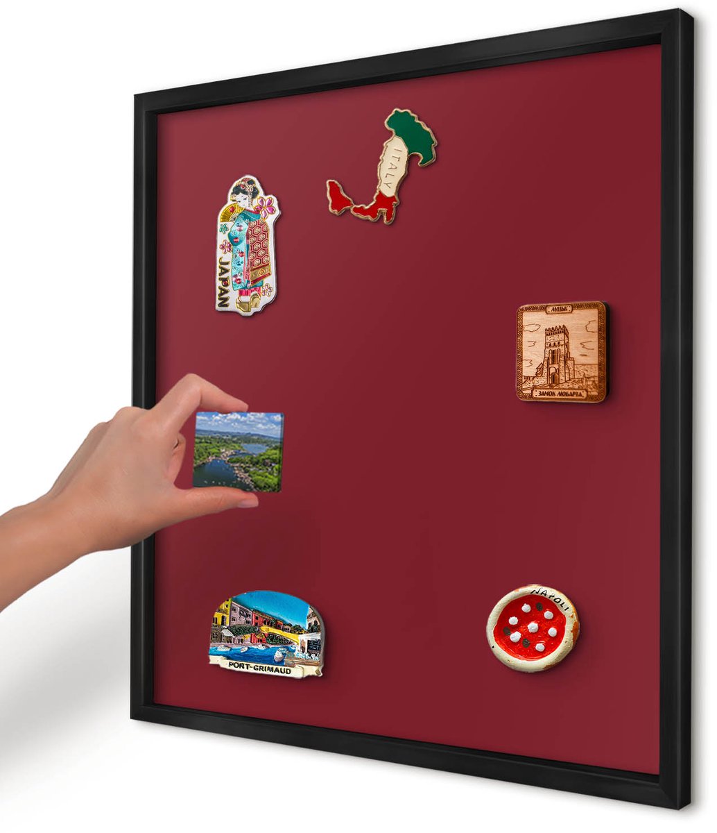 Artprintcave Bordeaux Magneetbord mit Zwart Frame - 50x50 cm - Levendig Bordeauxrood Magneet Bord mit Frame - Minimalist Magneetbord Voor Keuken - Achtergronden En Patronen