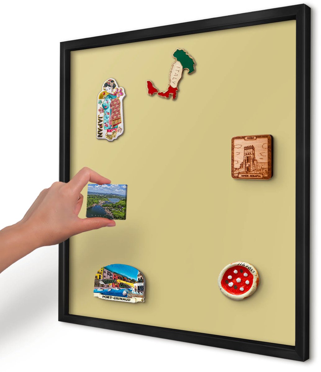 Artprintcave Geel Magneetbord mit Zwart Frame - 50x50 cm - Vintage Geel Bord Voor Magneten - Minimalist Wandbord Magnetisch - Achtergronden En Patronen