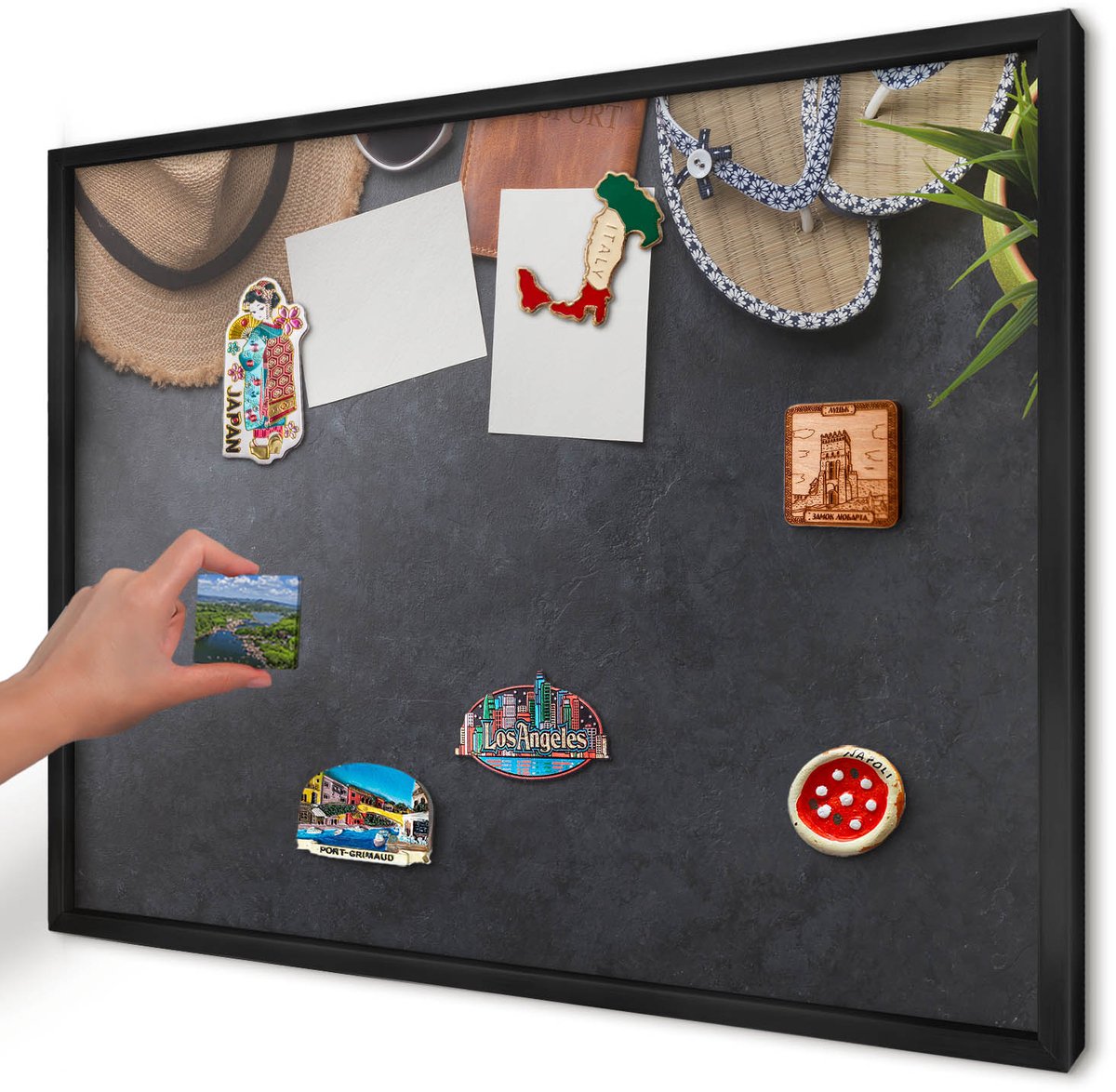 Artprintcave Zwart Magneetbord mit Zwart Frame - 70x50 cm - Vakantiesfeer Magnetisch Bord Voor Magneten - Fotografisch Magnetisch Bord - Hobby