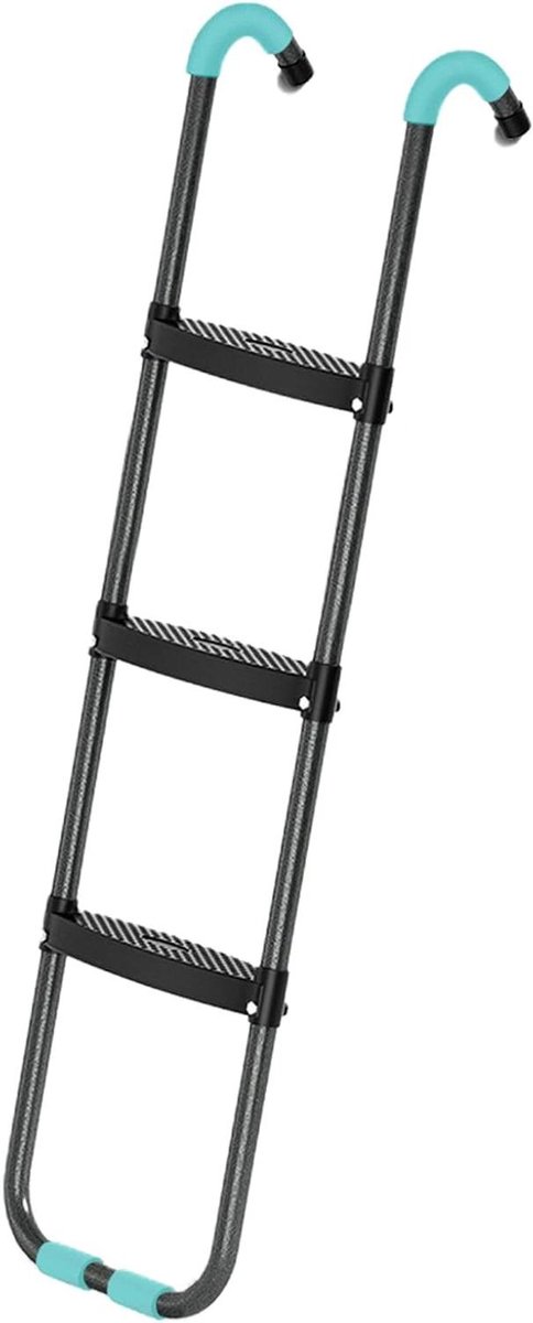 Trampoline Ladder - Trampoline Trappen - Veilig Klimmen - Versterkte Stalen Buizen - 3 Treden - Zwart