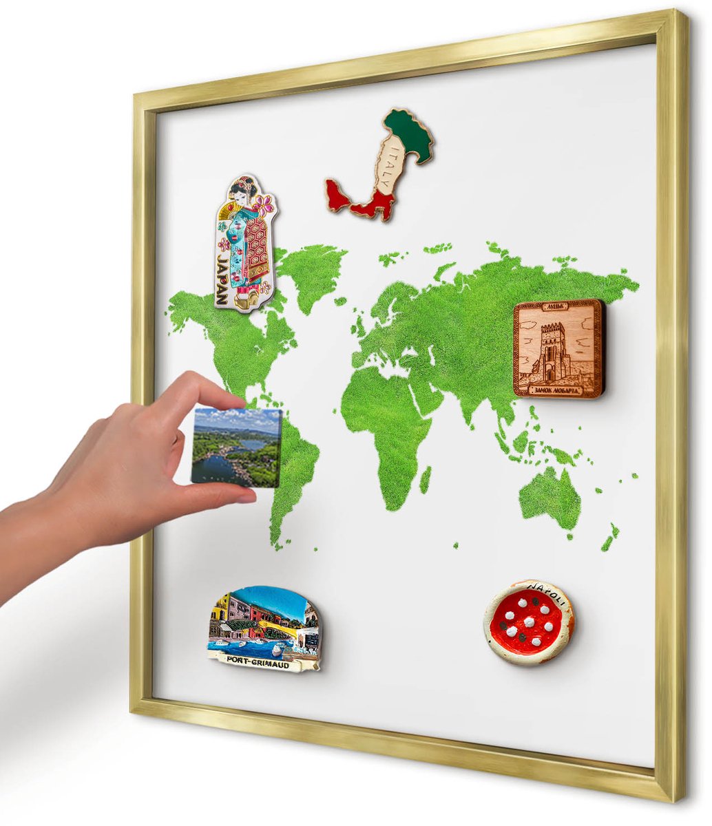 Artprintcave Groente Magneetbord mit Gouden Frame - 50x50 cm - Groene Kaart Magnetische Organizer - Minimalist Magnetisch Bord Voor Magneten - Kaarten