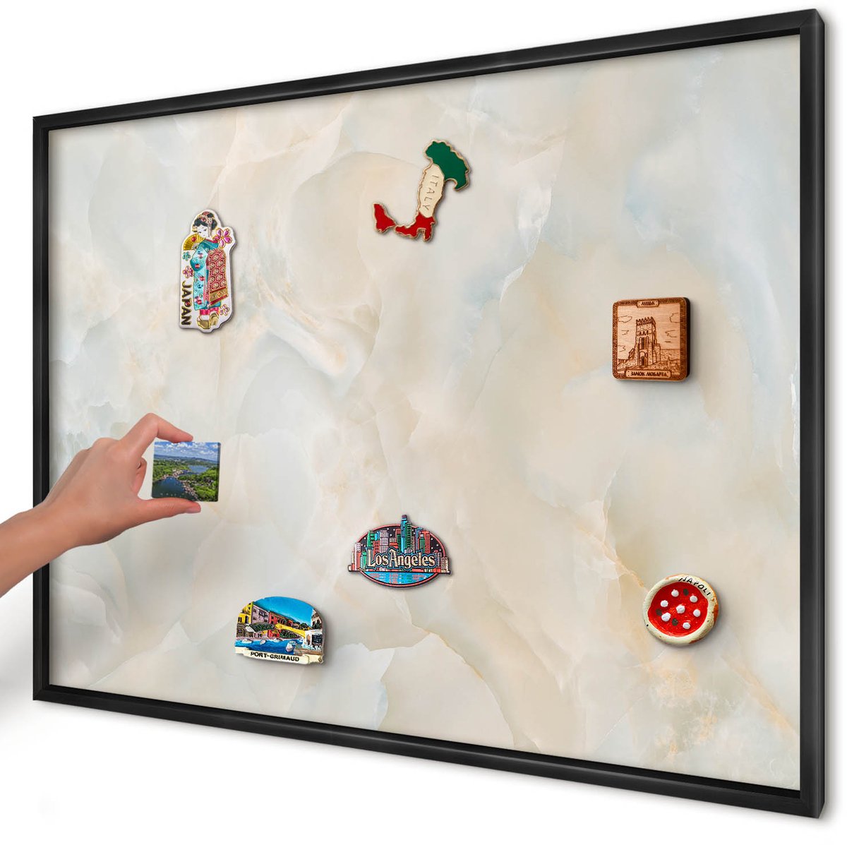 Artprintcave Romig Magneetbord mit Zwart Frame - 100x70 cm - Subtiele Elegantie Magneet Bord mit Frame - Minimalist Wandbord Magnetisch - Texturen