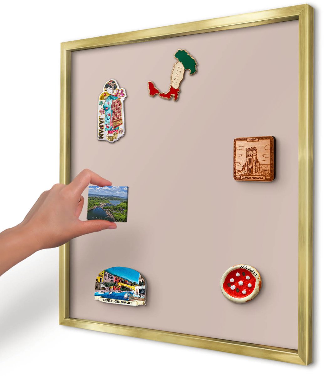 Artprintcave Roze Magneetbord mit Gouden Frame - 50x50 cm - Beige Roze Magneetbord Voor Keuken - Minimalist Magnetisch Bord - Achtergronden En Patronen