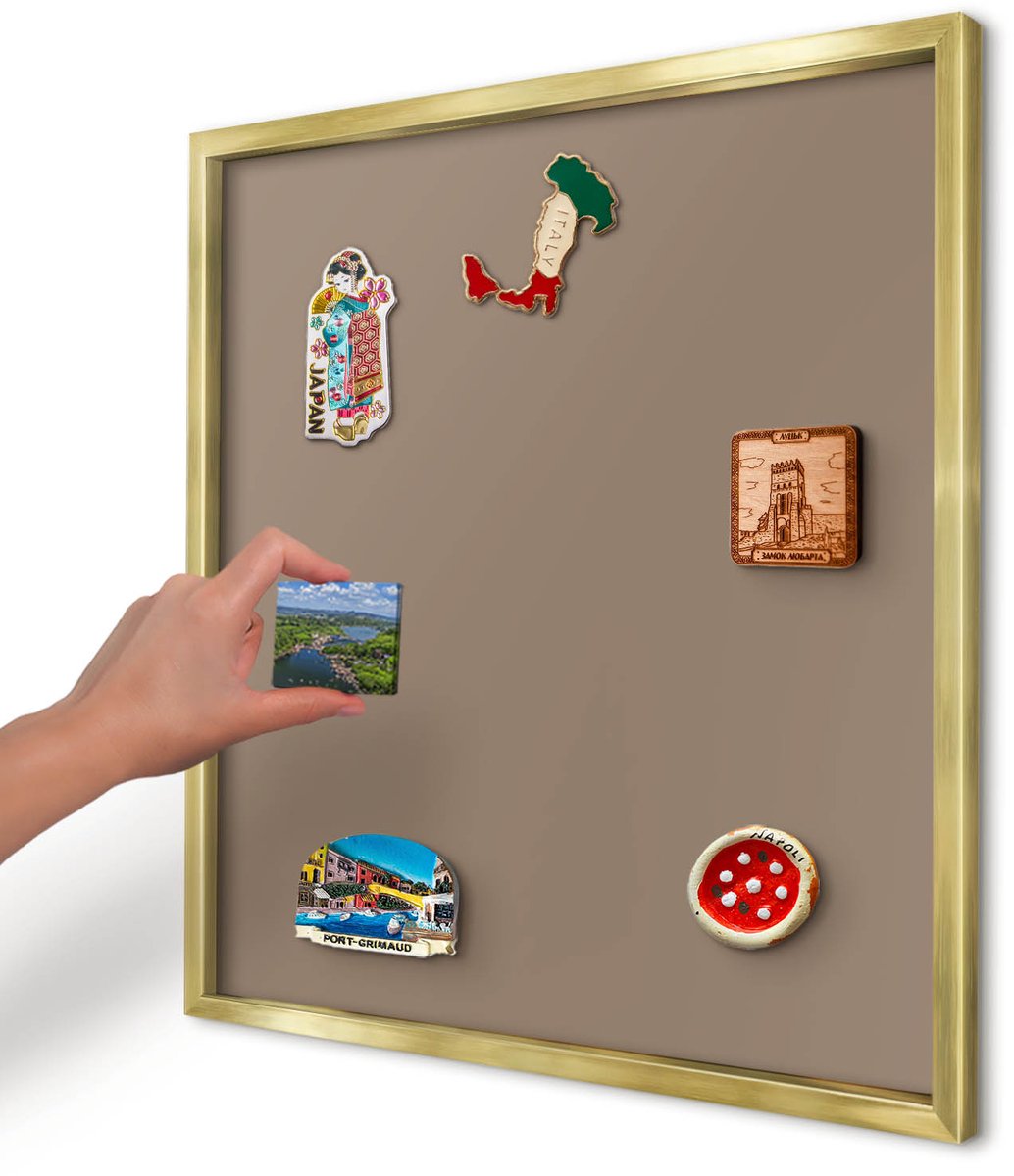 Artprintcave Bruin Magneetbord mit Gouden Frame - 50x50 cm - Neutraal Bruin Magneetbord Voor Foto's - Minimalist Wandbord Magnetisch - Achtergronden En Patronen