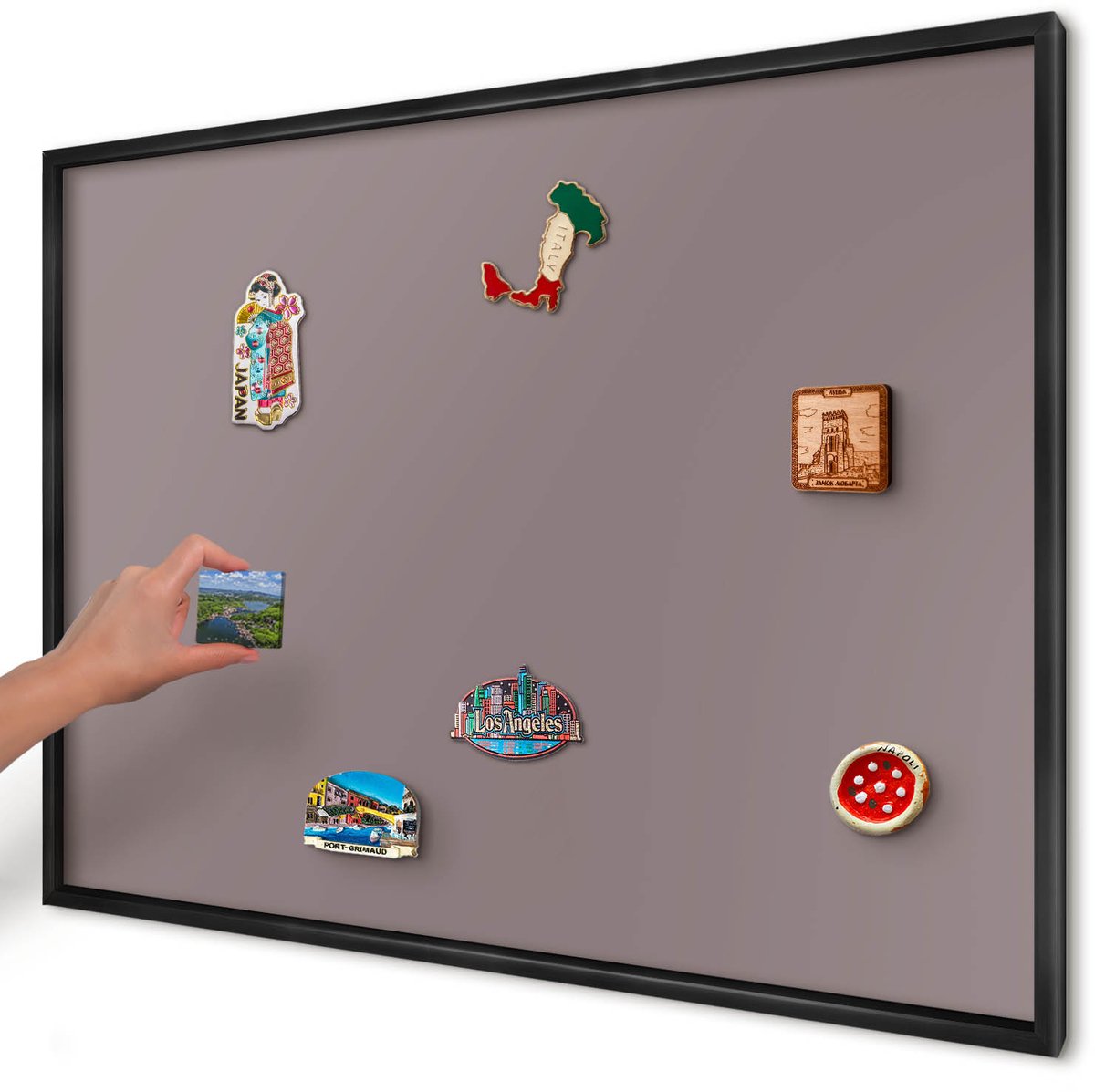 Artprintcave Roze Magneetbord mit Zwart Frame - 100x70 cm - Asbruin Memobord Keuken - Minimalist Notitiebord - Achtergronden En Patronen