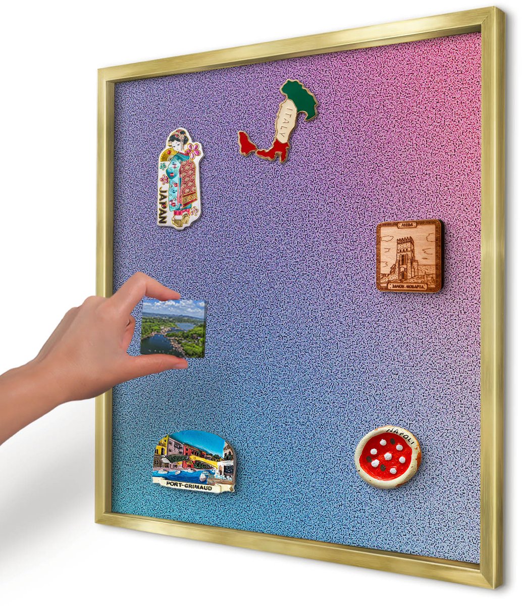 Artprintcave Paars Magneetbord mit Gouden Frame - 50x50 cm - Kleurrijk Verloop Magneet Bord mit Frame - Abstract Magnetisch Bord - Abstractie