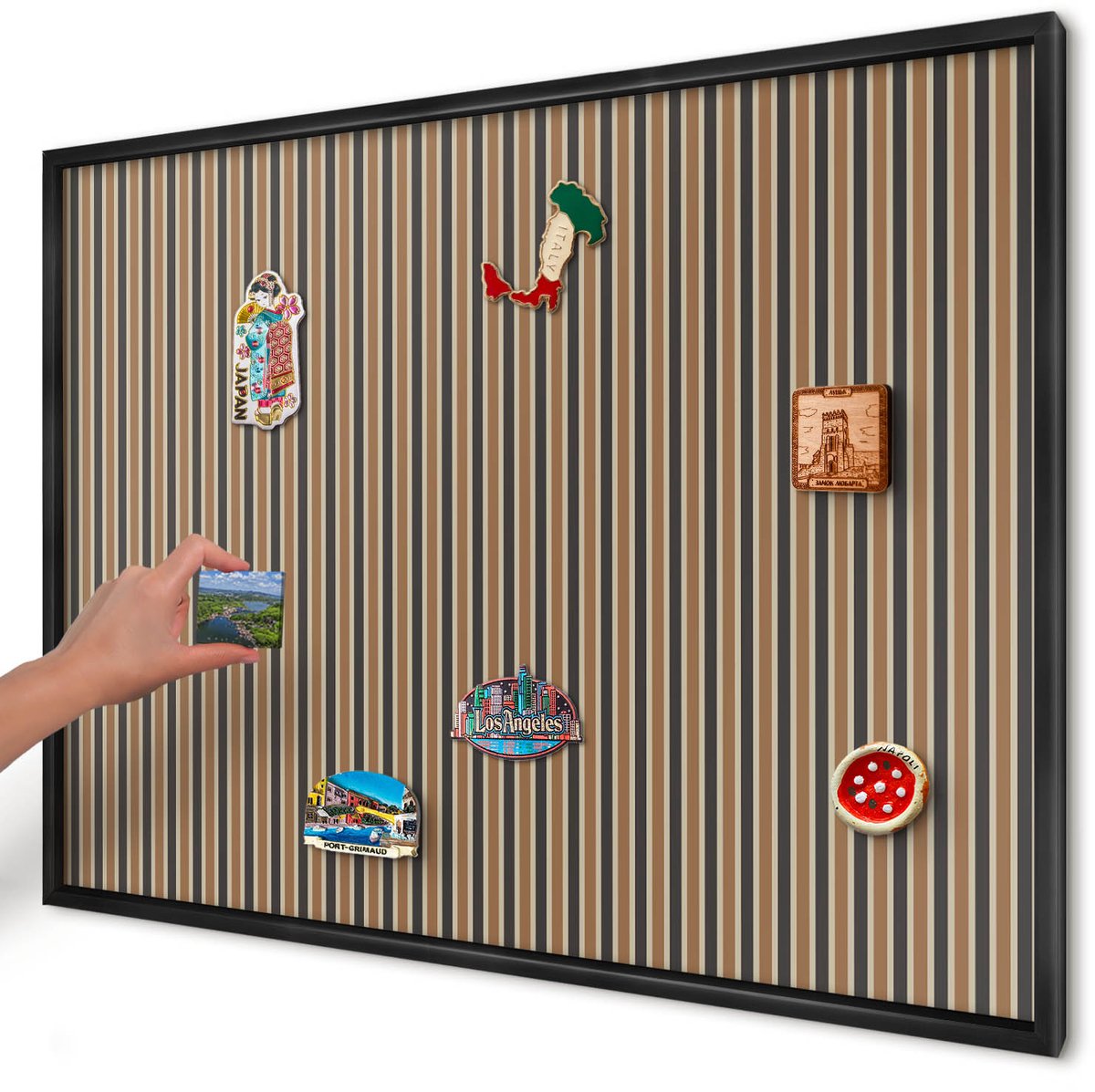Artprintcave Bruin Magneetbord mit Zwart Frame - 100x70 cm - Geometrisch Patroon Bord Voor Magneten - Geometrische Notitiebord - Geometrische