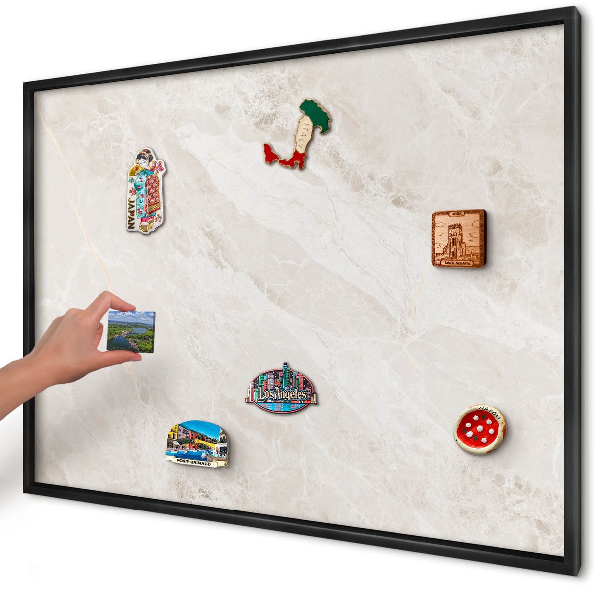Artprintcave Beige Magneetbord mit Zwart Frame - 100x70 cm - Romige Elegantie Notitiebord - Minimalist Magneet Bord mit Frame - Texturen