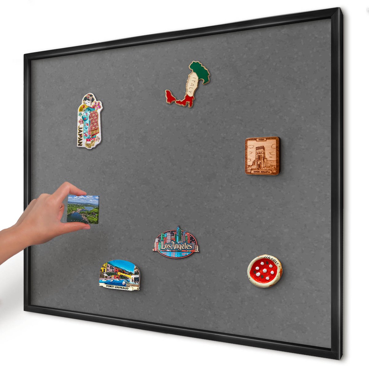 Artprintcave Grijs Magneetbord mit Zwart Frame - 80x60 cm - Grijze Textuur Magnetisch Bord Voor Magneten - Minimalist Magneet Bord mit Frame - Texturen