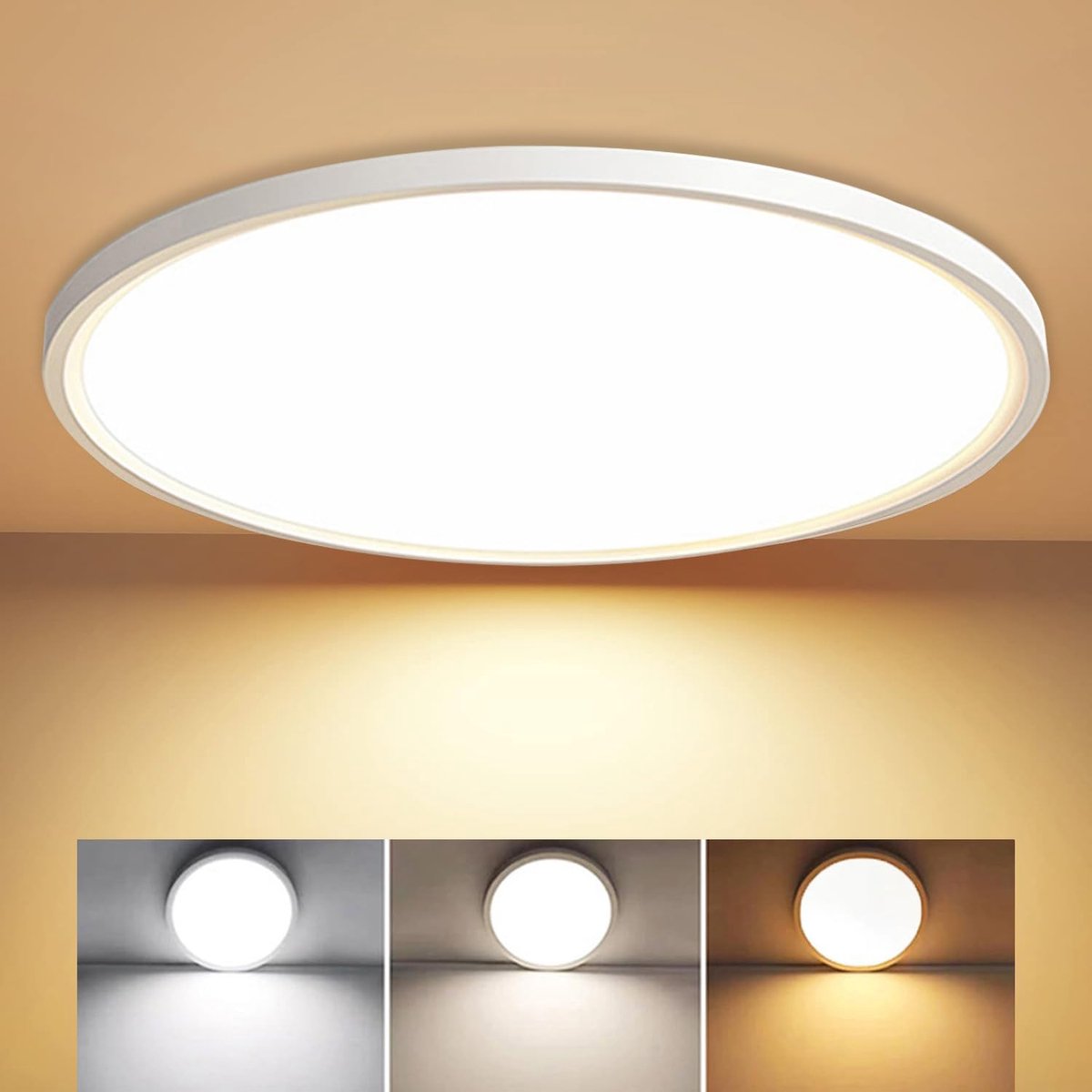 diameter 30 cm, 20 W, 2400 lm, 3 kleuren, 3000 K/4000 K/6500 K, badkamerlamp, keukenlamp, IP44 waterdicht, eenvoudig, modern, rond, ultradun, voor keuken, kelder, hal
