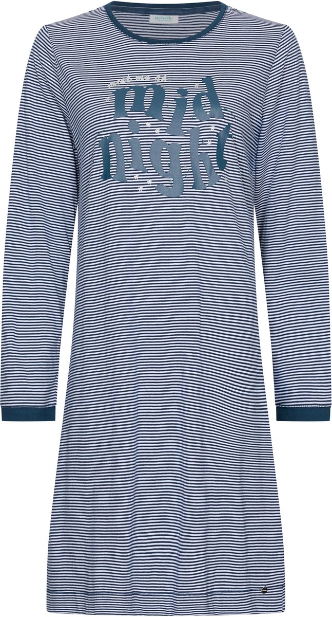 Rebelle MyRebelle - Nachthemd - Snowy Sparkles - Bio Katoen - Blauw/Wit - Gestreept