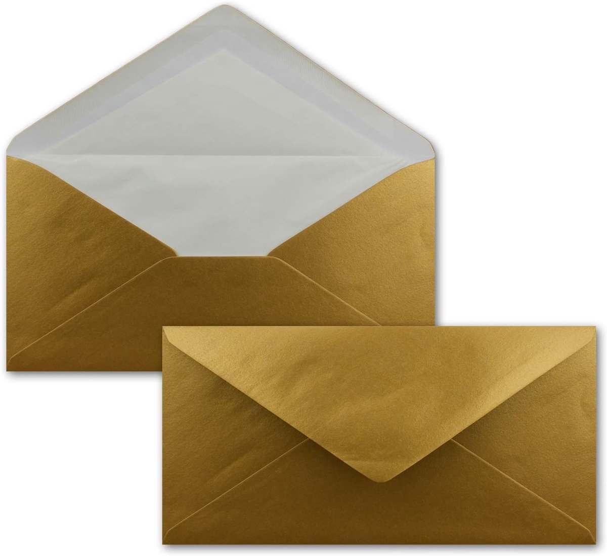50 x DIN lange enveloppen, goud met witte zijdevoering, 11 x 22 cm, 100 g/m², ideaal voor uitnodigingen, kerstkaarten, wenskaarten uit de serie Farbenfroh