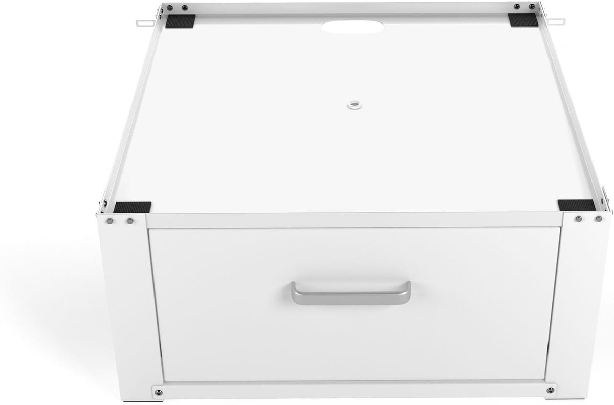 SnelShoppen - Wasmachineverhoger met Lade - Opbouwmeubel XL - Wit - Universeel - 63 * 63 cm (LxB) - Inclusief Wandbeugels