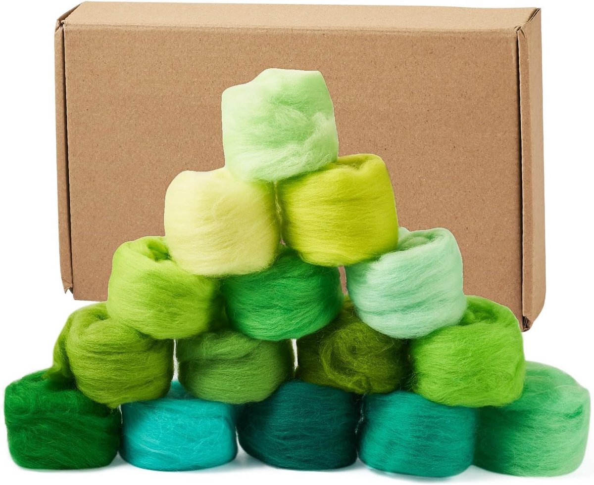 15 Sets 75G Naaldvilten Wol Roving Natuurlijke Vezelwol Garen Rotary