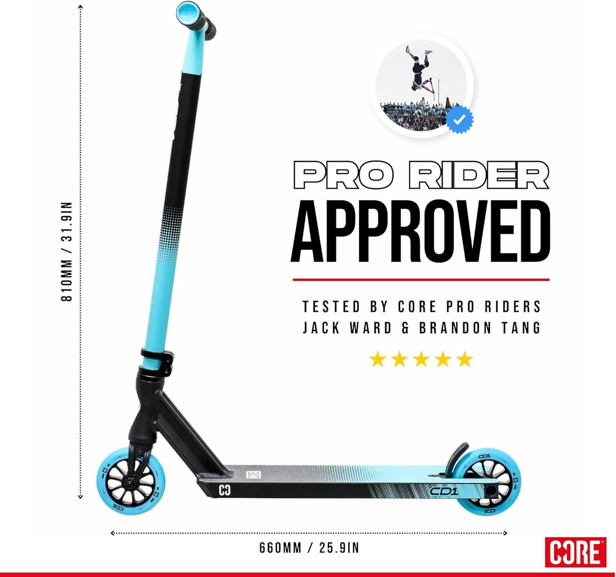 SnelShoppen - CORE CD1 Stunt Scooter voor Kinderen 8-12 Jaar - Duurzaam, Geschikt voor Freestyle Skate Park - Perfect voor Beginners Jongens en Meisje