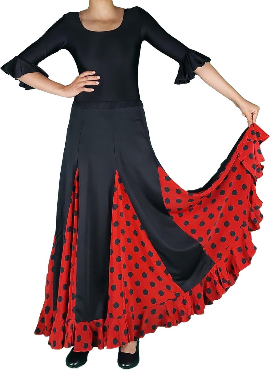 flamenco-rok met zwarte stippen, Zwart, 10 Jaar