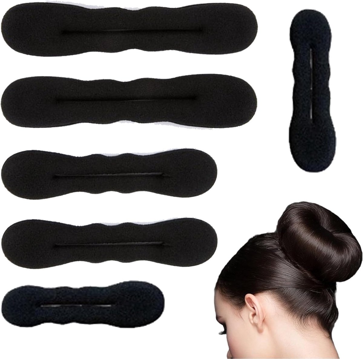 6 stuks knot maker set - magische haarknotmaker voor volumineuze kapsels, incl. 2 grote, 2 middelgrote en 2 kleine knotkussens, Hair Bun Maker DIY Styling Tools voor dames en meisjes