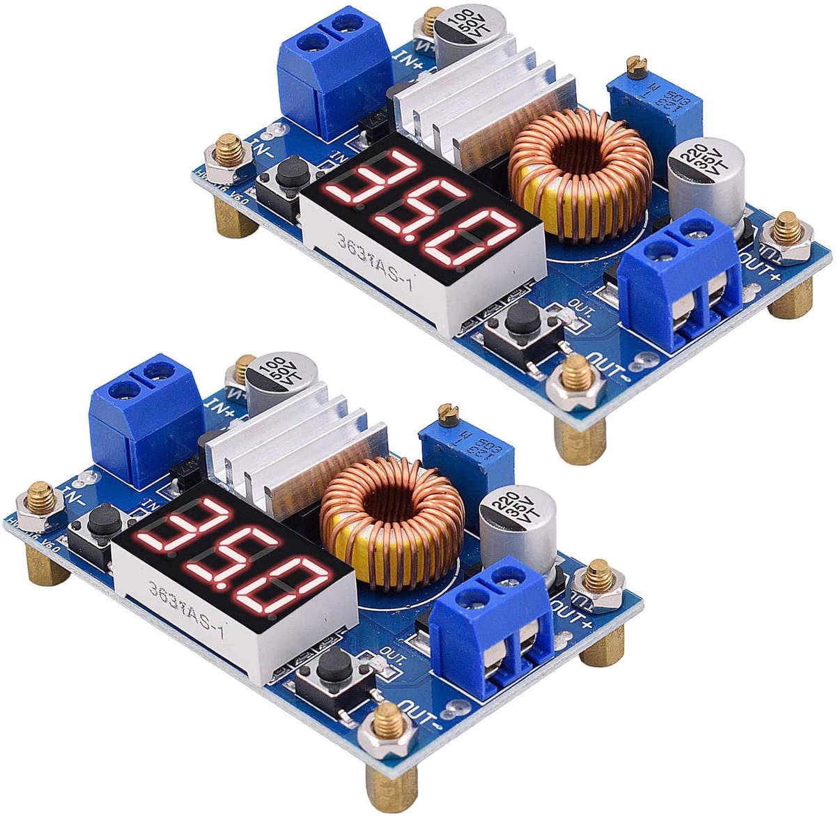 Arduino XL4015 DC-DC 5 A Step Down voeding, converter, 4-38V naar 1,25-36 V spanningsregelaar met led-voltmeter voor DIY