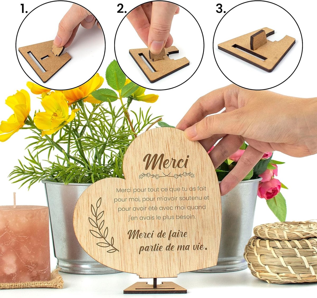 Carte de remerciement en bois. Cadeaux pour remercier des amis spéciaux Cadeaux originaux cadeaux d'anniversaire adieu ami ami homme femme cartes de remerciement (Merci)