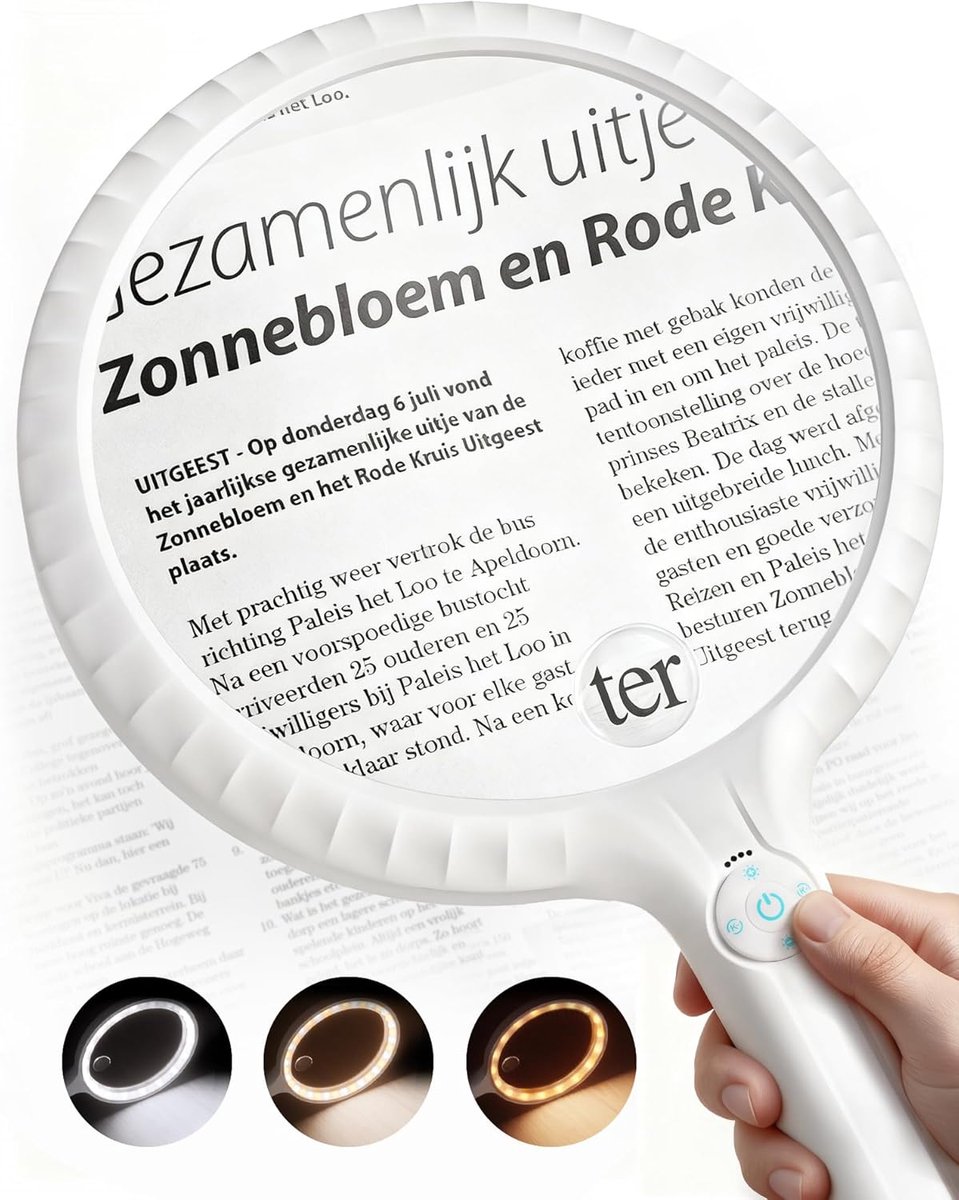 3X 5X vergrootglas met LED-licht als diamantkunst accessoires voor volwassenen oplaadbare handheld grote vergrootglas voor ouderen lezen munten sieraden ambacht schilderen hobby's en