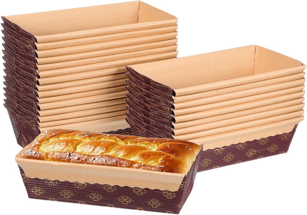 25 stuks papieren bakvormen om te bakken, broodbakvormen van golfkarton voor bakkerijbenodigdheden