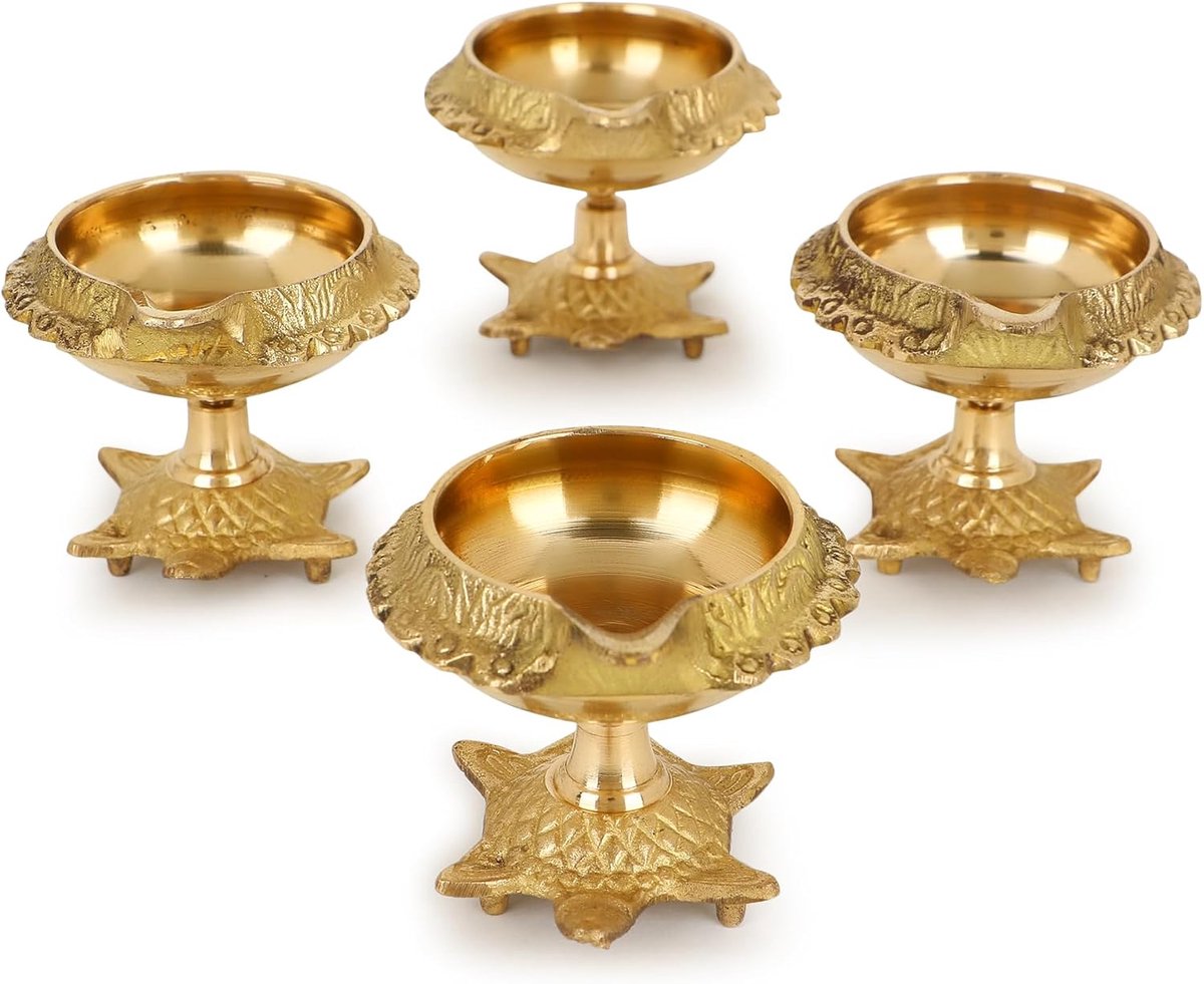 impex Traditionele messing olielamp messing diepe diya Indiase olielamp Diwali Pooja lamp kuber Tortoise Diya (4)