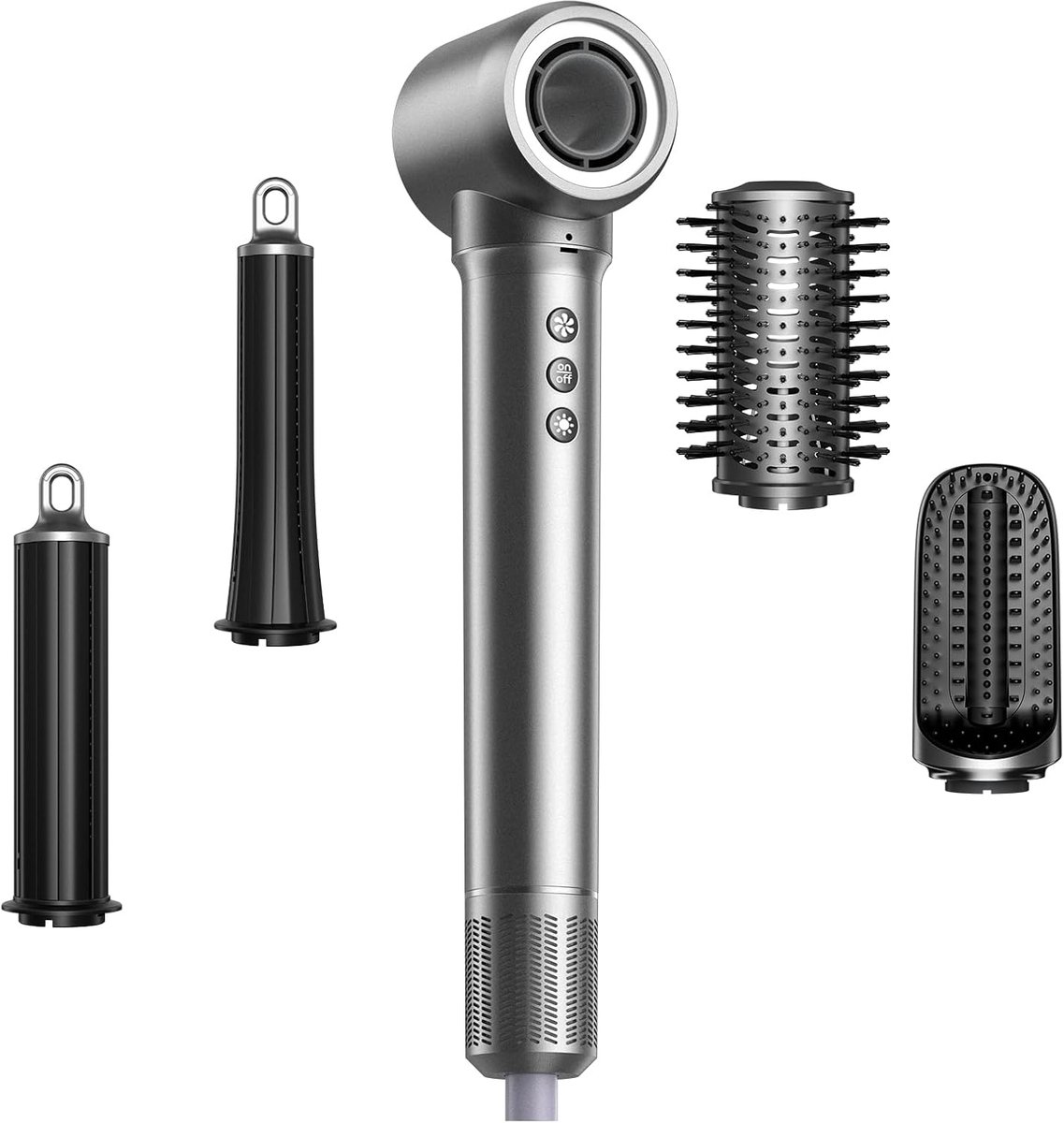 Hairstyler 5-in-1, Heteluchtstyler voor Krullen Volume | 5 opzetstukken voor föhnen, krullen, gladmaken en volume, met 110.000 omw/min motor en 500 miljoen negatieve ionen