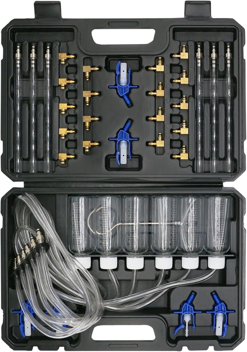 Leak Off Test Kit Common Rail Tester Leak Off Tester 6 Cilinder Diesel Injector Stroommeter Motorinjectierail Test Kit met 24 Adapters