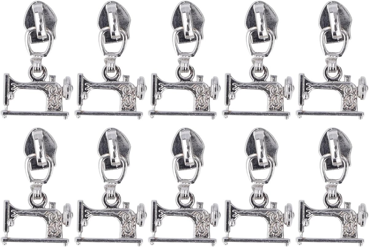10 Stuks Metalen Tas Ritssluiting Ritskop Machine Koffers Schuifregelaars Naaimachine Ritstrekker Rits Tag Ritsen (wit nikkel)