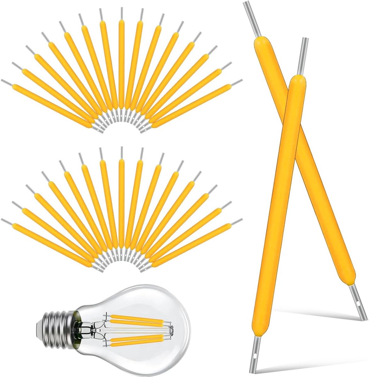 50 stuks LED-filament vervangstukken 3V 120Ma 38Mm warm licht gloeidraad voor DIY-verlichting, kantoor- en huisverlichting