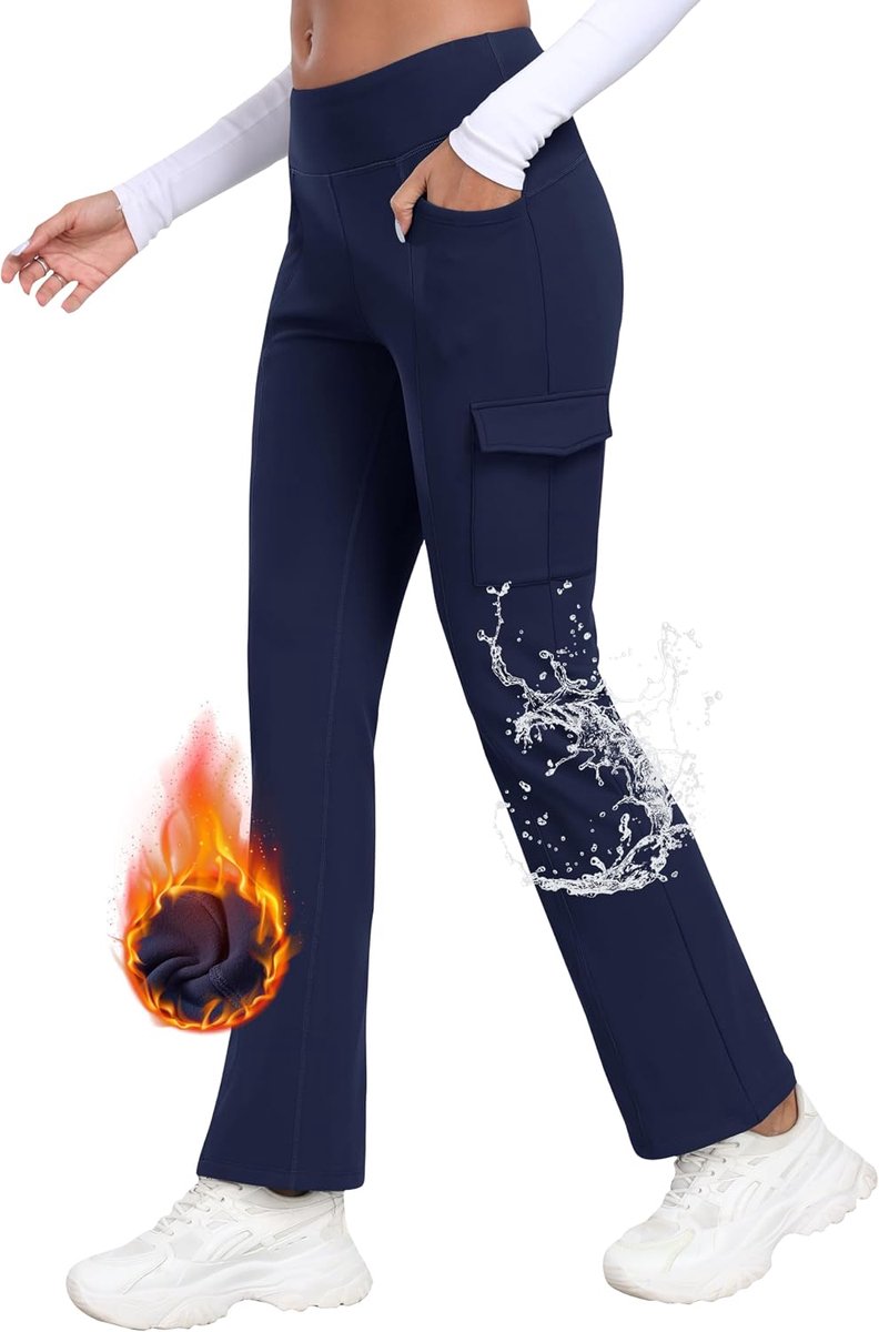 Yogabroek voor dames, hoge taille, waterdichte broek met zakken