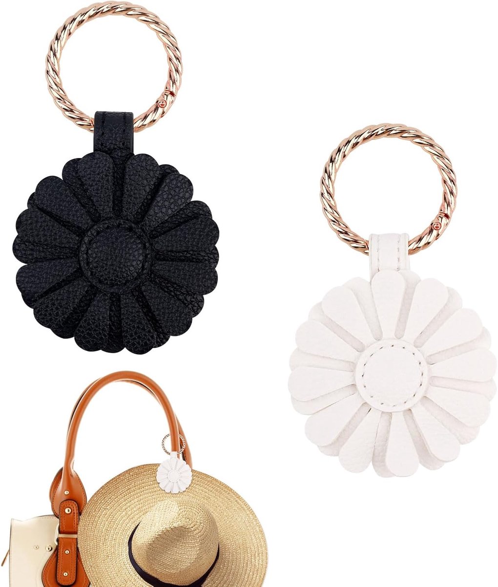 2st Magnetische Hoedclips voor Reizen, Bloemendesign Hoedhouderclip Veilige Bevestiging Antislip Petclips voor Tassen Handtassen Koffers Tas Zachte Greep (Zwart, Wit)