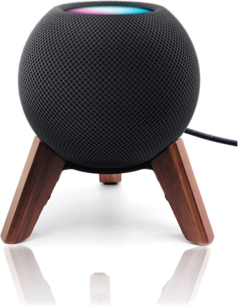 houten standaard voor Homepod Mini (2020 uitgebracht), houten houder statief met metalen frame, veilige stabiele montage met anti-slip siliconen pad beschermt de thuispod mini-luidspreker goed