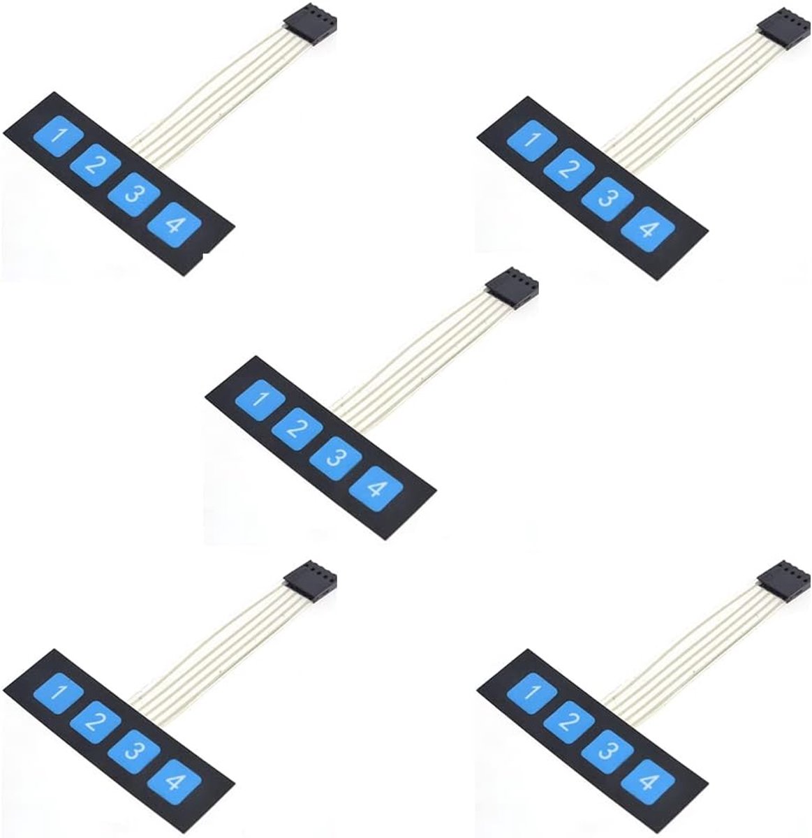 1 x 4 membraanschakelaar toetsenbord, universele sleutelknop filmschakelaar paneel toetsenbord voor externe bediening (5 stuks)
