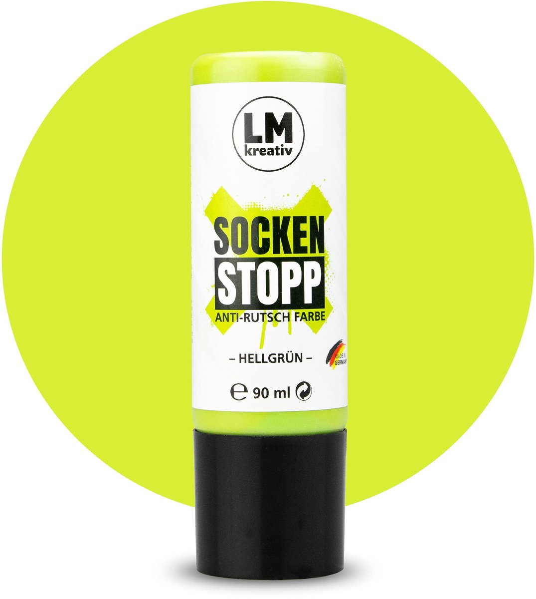 LM-Kreativ Sock Stop antislip textielverf - 90 ml - lichtgroen - op waterbasis en latexvrij