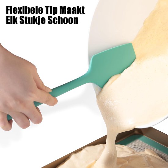 Spatels, hittebestendig 315℃, 4 stuks, cieelblauw - Voedselveilige rubberen komschraper, hittebestendig, zacht lepelgerei, krasvrij, anti-aanbak, koken, bakken, mengen schrapen — afbeelding 4