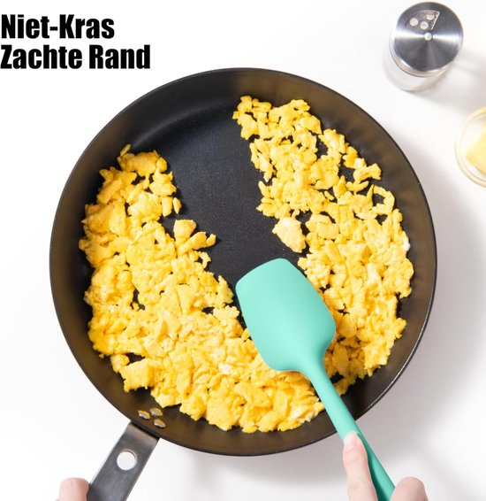 Spatels, hittebestendig 315℃, 4 stuks, cieelblauw - Voedselveilige rubberen komschraper, hittebestendig, zacht lepelgerei, krasvrij, anti-aanbak, koken, bakken, mengen schrapen — afbeelding 2