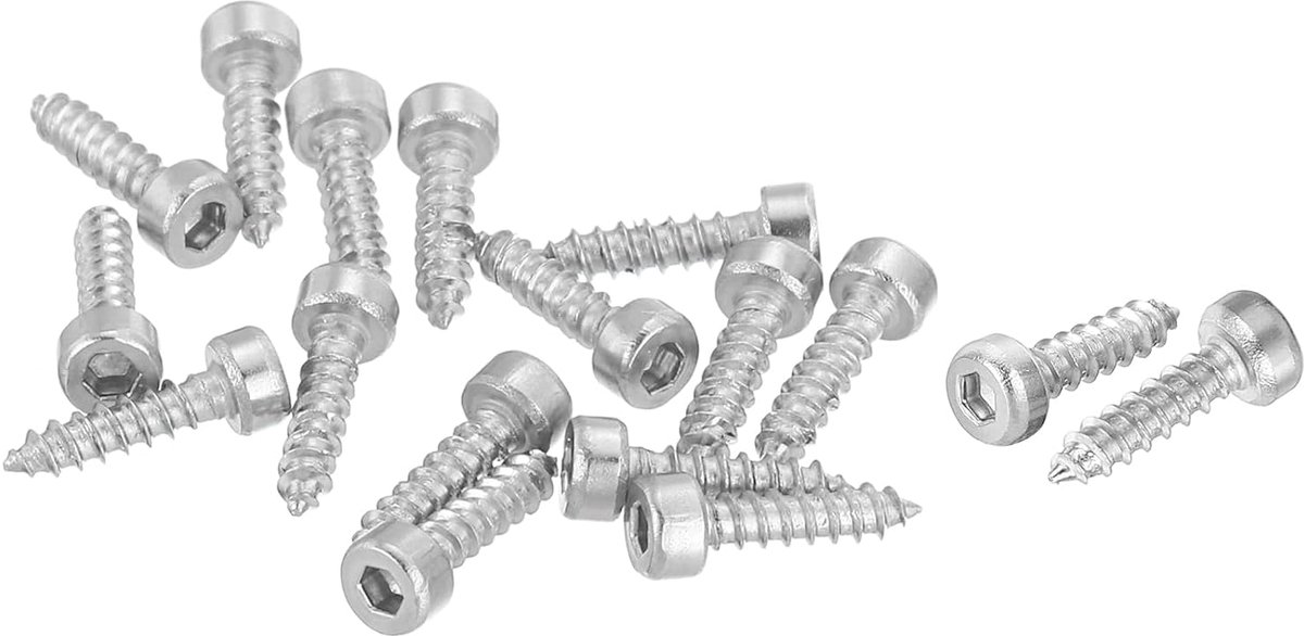 M2 zeskantige plaatschroef, 15 stuks, M2 x 8 mm, roestvrij staal 304, zelftappende schroeven met zeskantkop, zeskantaandrijving, zelftappende punt - zilver