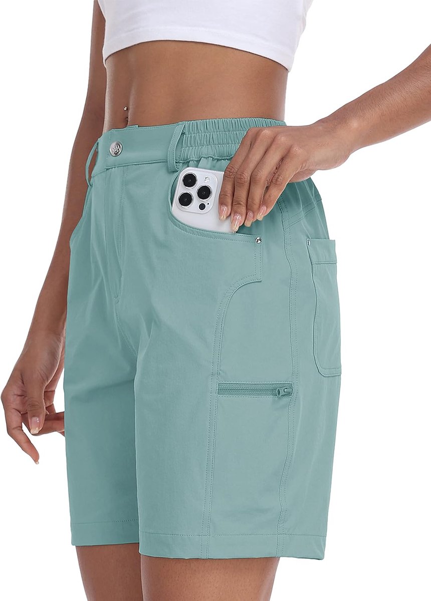 Cargobroek voor dames, korte lichte wandelbroek, zomer, outdoor, shorts, stretch, korte broek