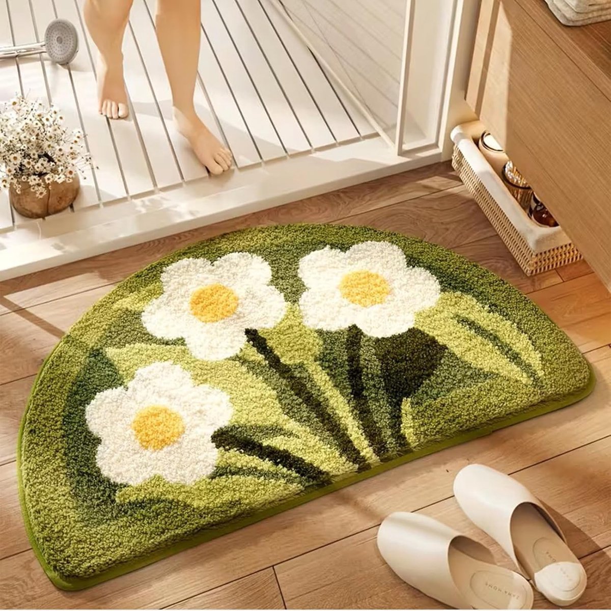 Serie Badmat, Zacht Pluizig & Antislip, Plantvormige Douchemat, Duurzaam & Absorberend, Kleurrijke Badkamerkleed, Badmat 40* 60cm