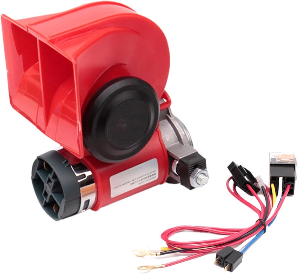 Auto Alarm Claxon - Lucht Alarm Hoorn - Verkeersveiligheid Verhogen - 130 dB Dubbel Geluidssignaal - 12V/24V - Rood