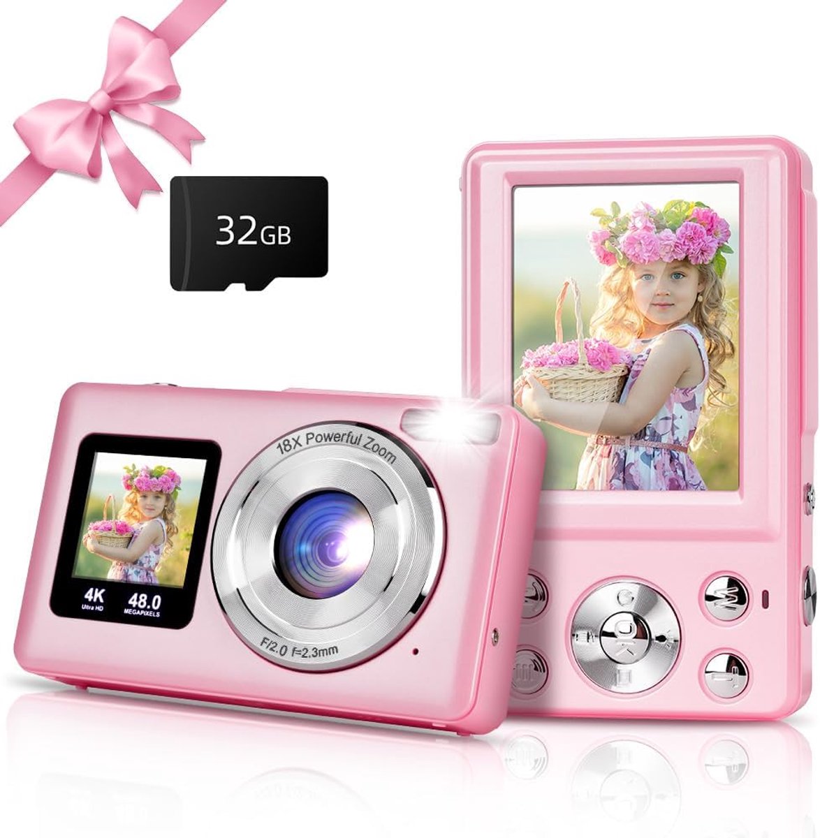 Digitale camera 4K HD 48MP - Compact en draagbaar - Dubbel scherm voor selfies - Perfect voor kinderen en volwassenen - ShopVlot