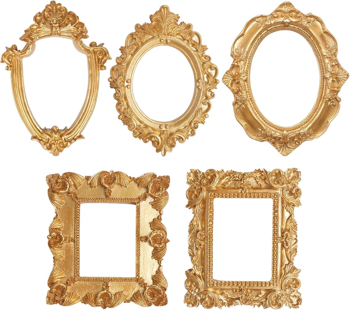 Mini fotolijsten 5 stuks - Victoriaanse stijl - koperhars - voor het presenteren van foto's en sieraden - ShopVlot